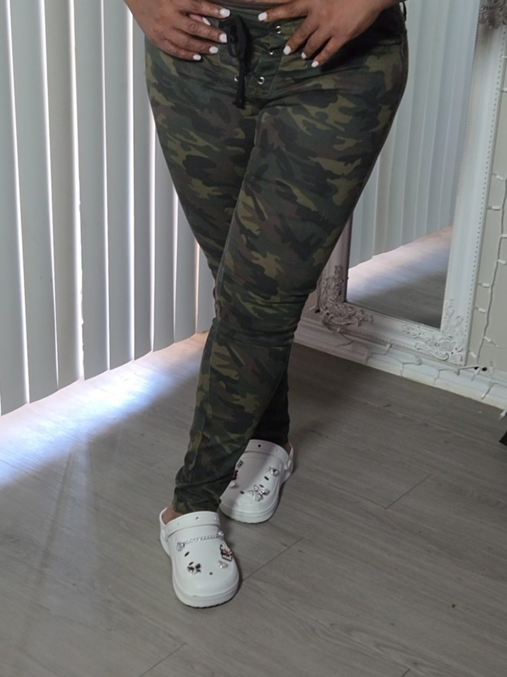 Camo Corset-Tie Women's Pants - Belt loops